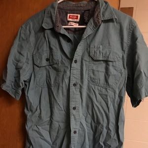 Blue Casual Button-Up Tee